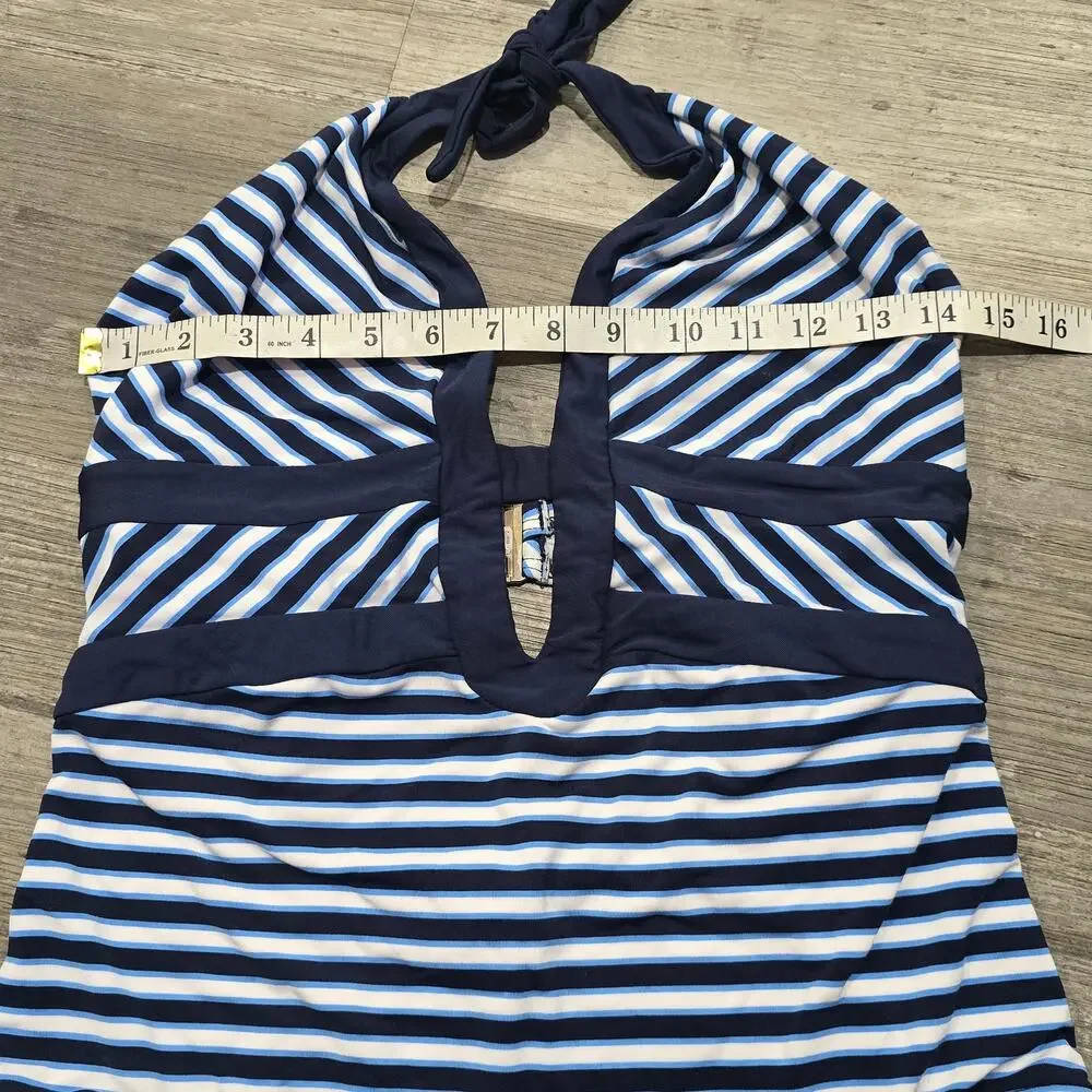 JETS Australia by Jessika Allen Striped Plunge V-Neck One-Piece Swimsuit
